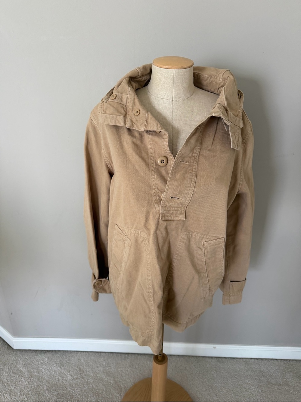Vintage J.Crew Tan Hooded Pullover Jacket